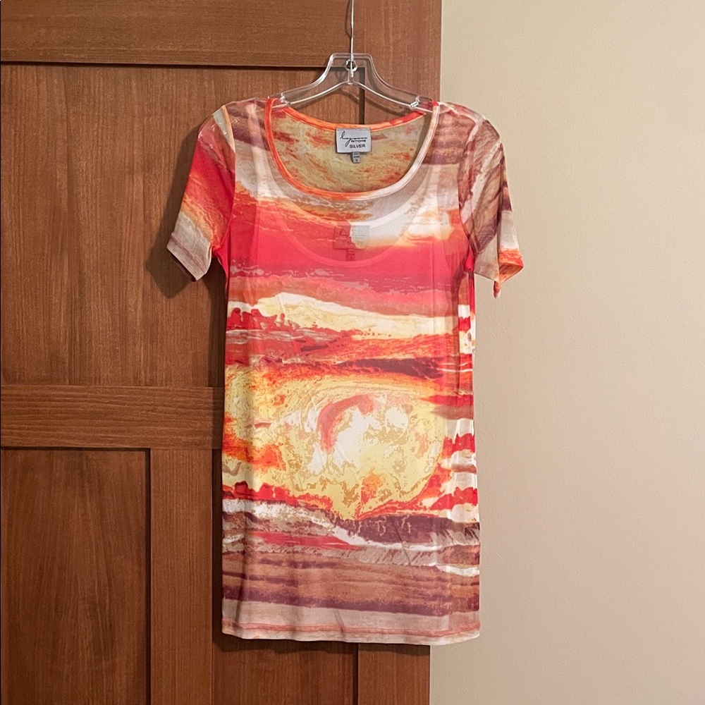 Vibrant Artistic Print Short Sleeve Top
